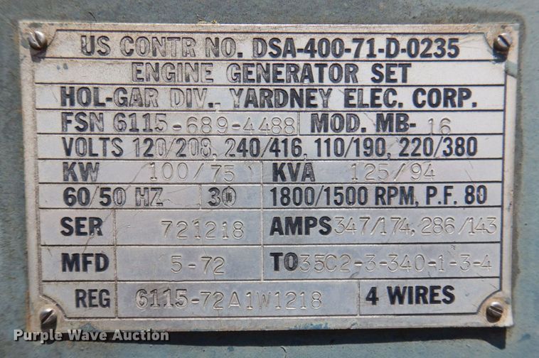 image for item DP5585 1972 Hol-gar MB-16  generator