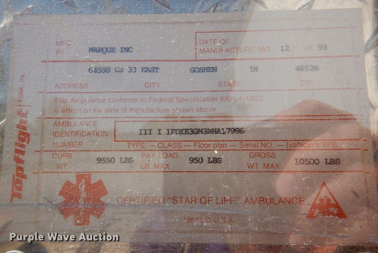 image for item DP5601 1994 Ford E350  ambulance