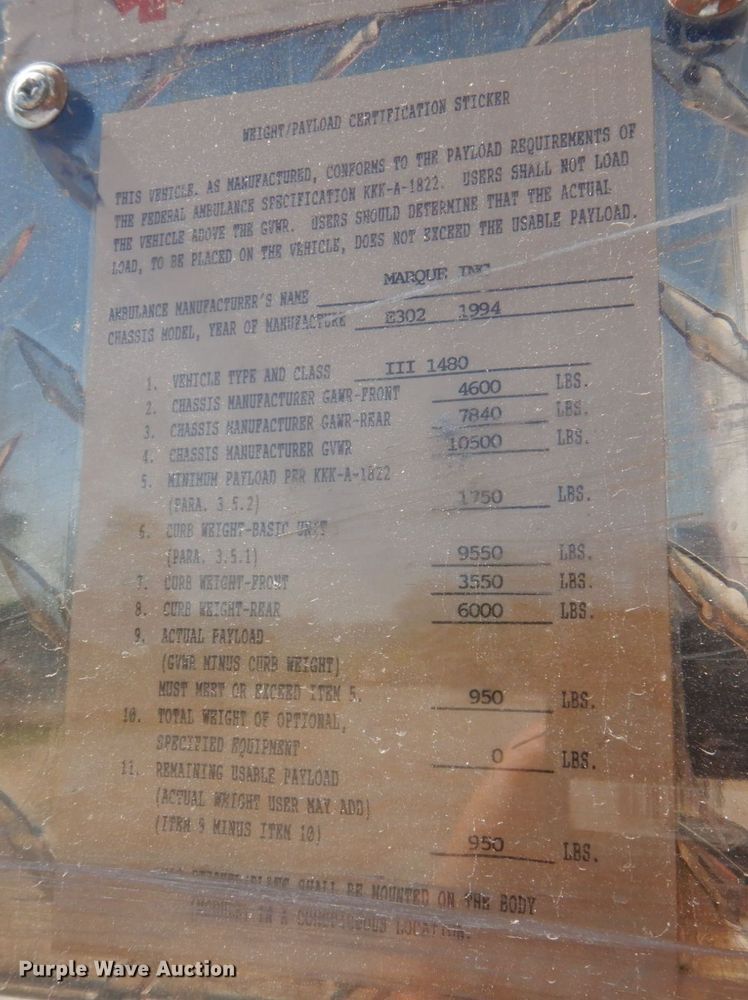 image for item DP5601 1994 Ford E350  ambulance