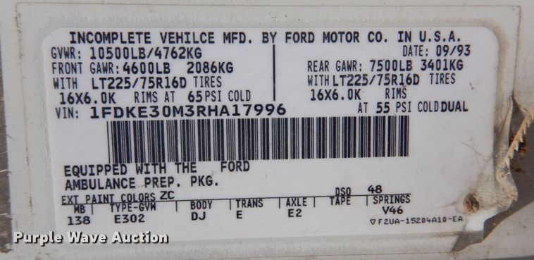 image for item DP5601 1994 Ford E350  ambulance