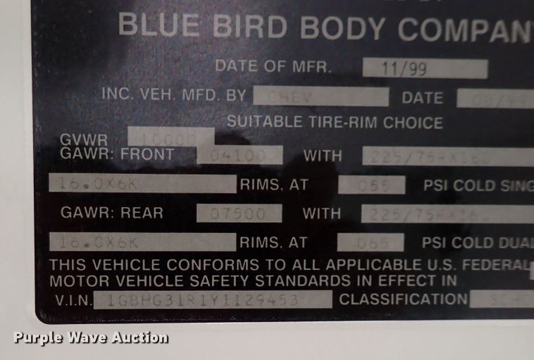 image for item DS7203 2000 Chevrolet Express  school bus