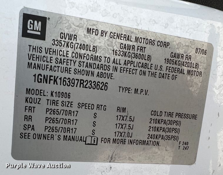 image for item DS8369 2007 Chevrolet Suburban  SUV