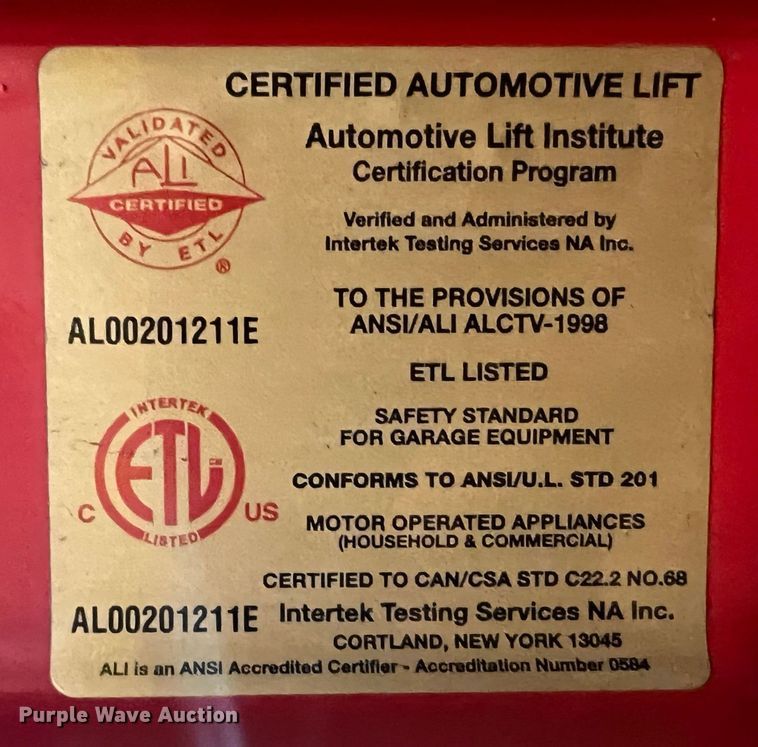 image for item HL9186 Rotary SP0A10NBN510  two post automotive lift