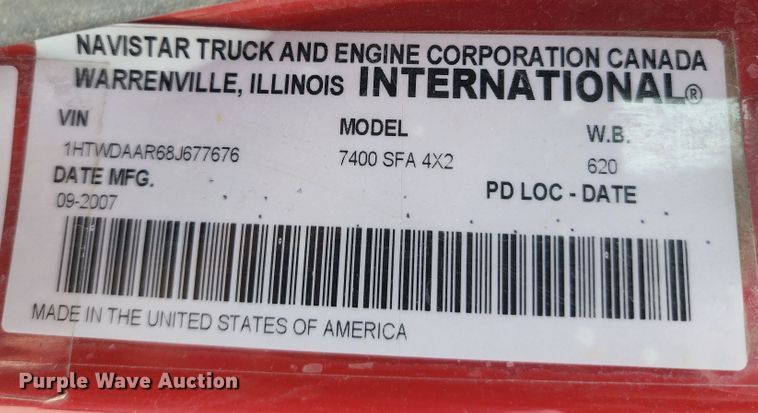 image for item JA9851 2008 International WorkStar 7400  sewer jetter truck