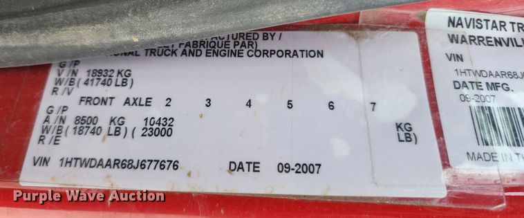 image for item JA9851 2008 International WorkStar 7400  sewer jetter truck