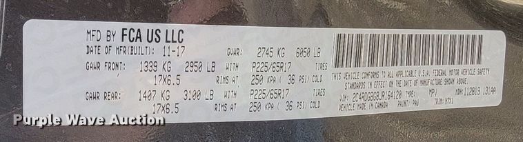 image for item JG9852 2018 Dodge Grand Caravan  van