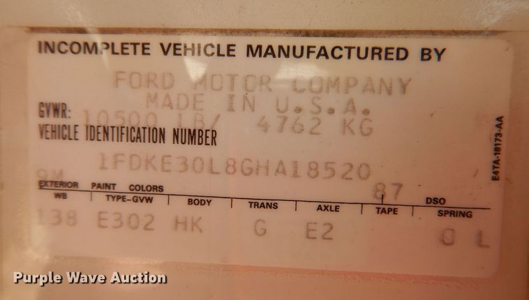 image for item JH9700 1986 Ford E350  ambulance