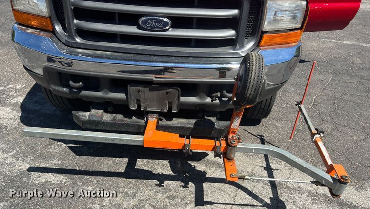 image for item KC9857 1999 Ford F550 XL  dump flatbed truck with paint striper