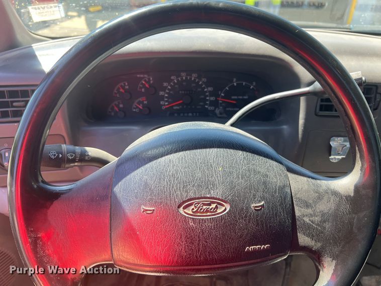 image for item KC9857 1999 Ford F550 XL  dump flatbed truck with paint striper