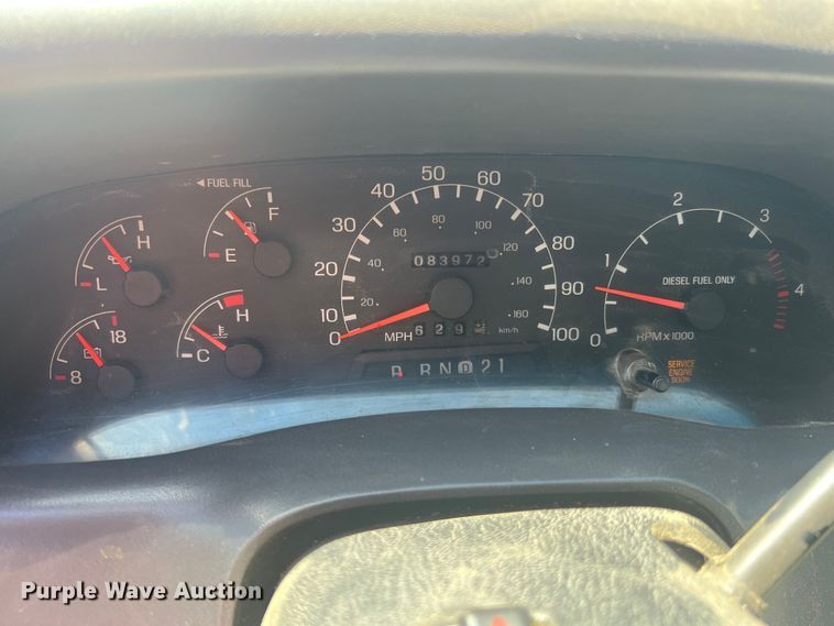 image for item KC9857 1999 Ford F550 XL  dump flatbed truck with paint striper