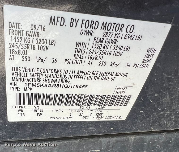 image for item KC9901 2017 Ford Explorer Police Interceptor  SUV