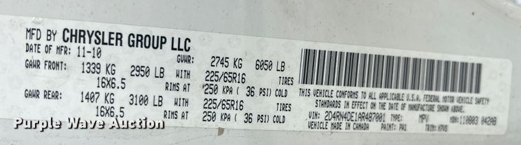 image for item KG9726 2010 Dodge Grand Caravan  handicap accessible van