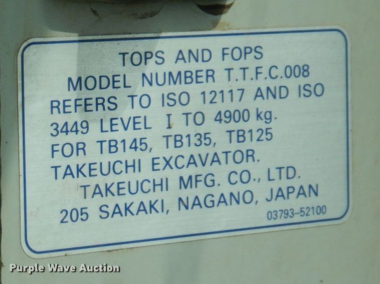 image for item KR9190 2007 Takeuchi TB145  mini excavator