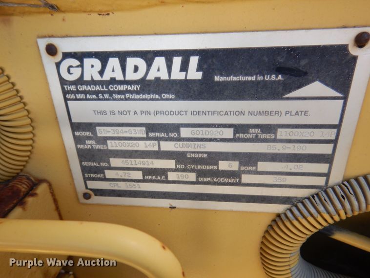 image for item KR9225 1995 Gradall G3WD  wheeled excavator