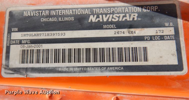 image for item KR9228 2001 International 2674  dump truck