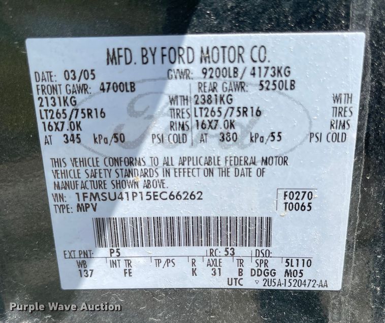 image for item LF9134 2005 Ford Excursion  SUV