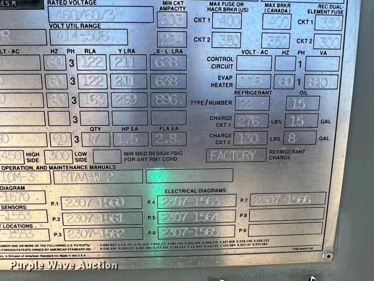 image for item LI9320 Trane RTAA2404XN01A3D0BFGRN  AC unit