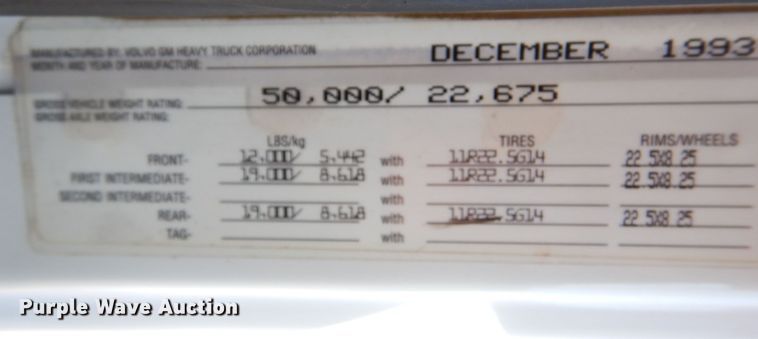 image for item LP9387 1994 White GMC WCA  water truck