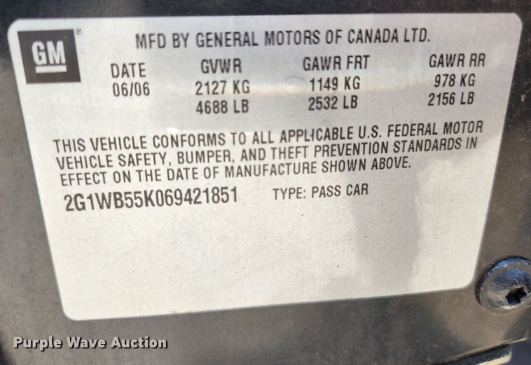 image for item MK9011 2006 Chevrolet Impala LS