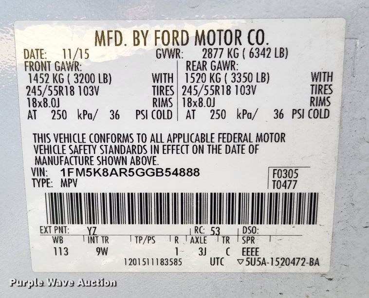 image for item MK9016 2016 Ford Explorer Police Interceptor  SUV