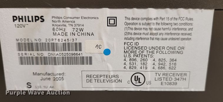 image for item MK9025 Philips 20PT6245/37  20" television