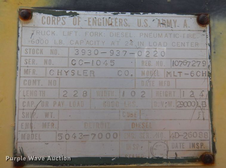 image for item MU9645 Chysler MLT-6CH  telehandler