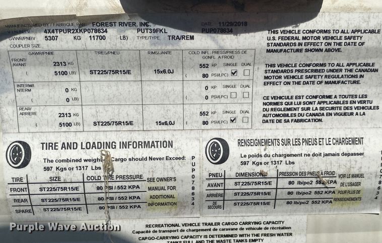 image for item DM4219 2019 Forest River Puma  camper