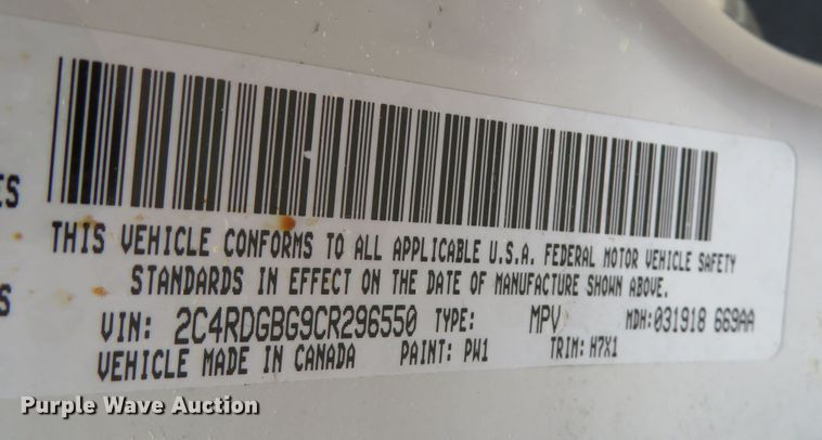 image for item DR0086 2012 Dodge Grand Caravan SE  van