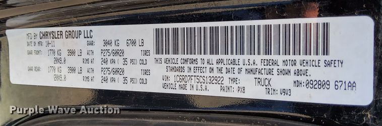 image for item DR0917 2012 Dodge Ram 1500  Quad Cab pickup truck