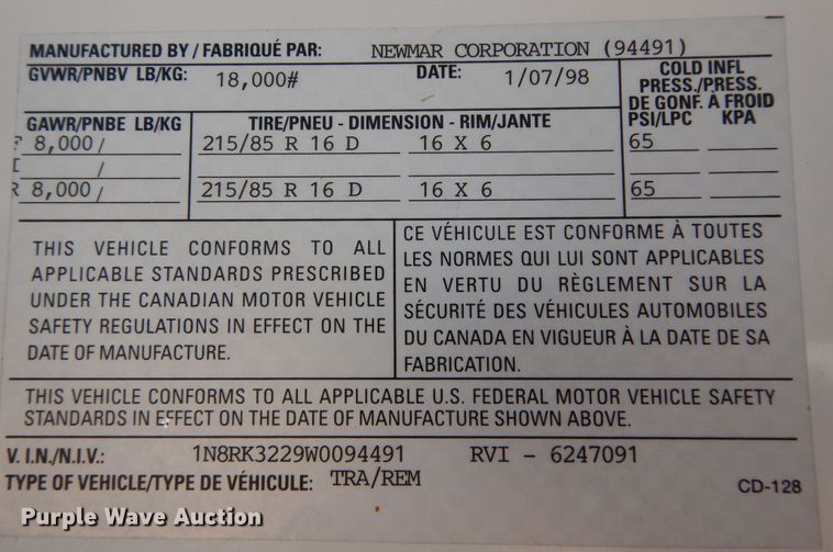 image for item DR1240 1998 Newmar Mountain Aire  camper