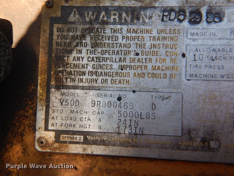 image for item KJ9837 Caterpillar V50DD  forklift