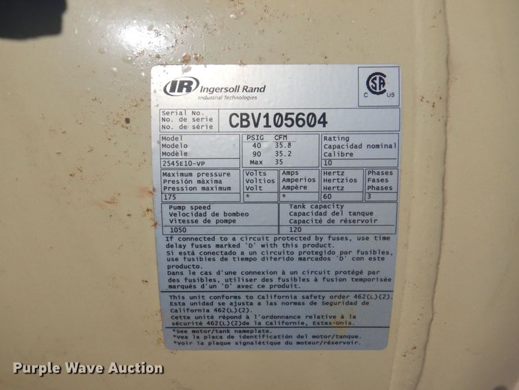 image for item KR9258 Ingersoll Rand 2545E10-VP  air compressor