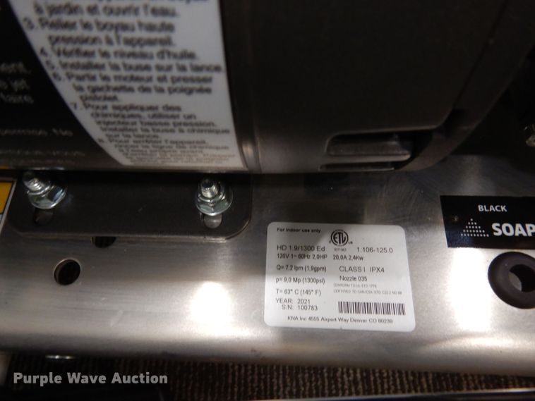 image for item LT9837 2021 Hotsy HD 1.9  pressure washer