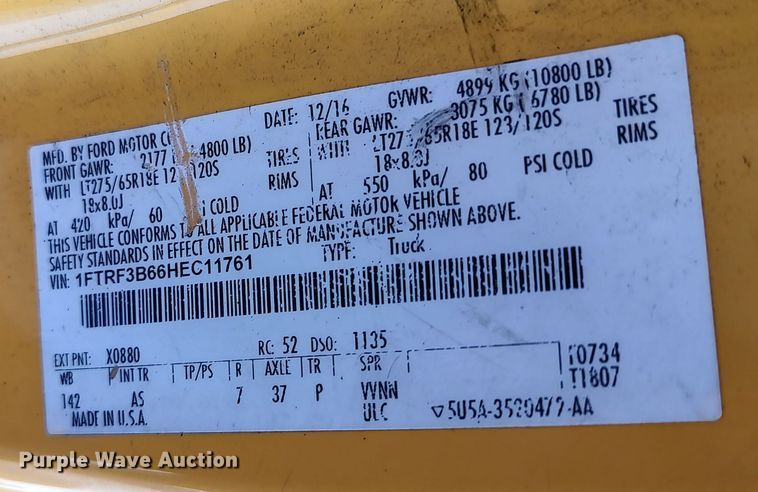 image for item LU9121 2017 Ford F350 Super Duty XL  utility bed pickup truck