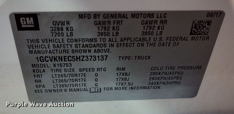 image for item LU9149 2017 Chevrolet Silverado 1500  Double Cab pickup truck