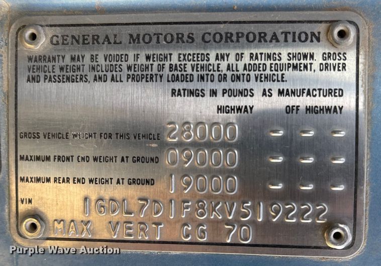 image for item MJ9616 1989 GMC C6000  bucket truck