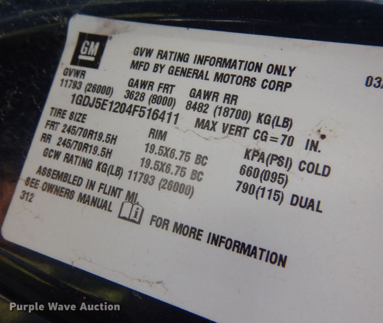 image for item DN0437 2004 GMC C4500  flatbed truck