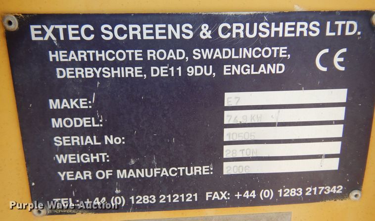 image for item DN0454 2006 Extec E7  screening plant