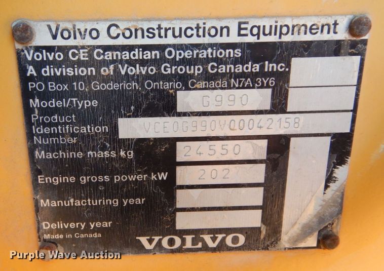 image for item DK0367 Volvo G990  motor grader