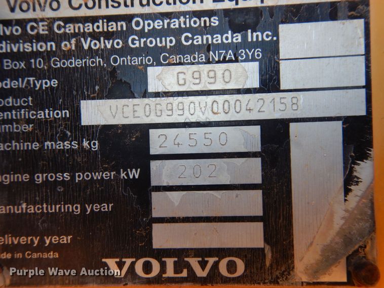 image for item DK0367 Volvo G990  motor grader