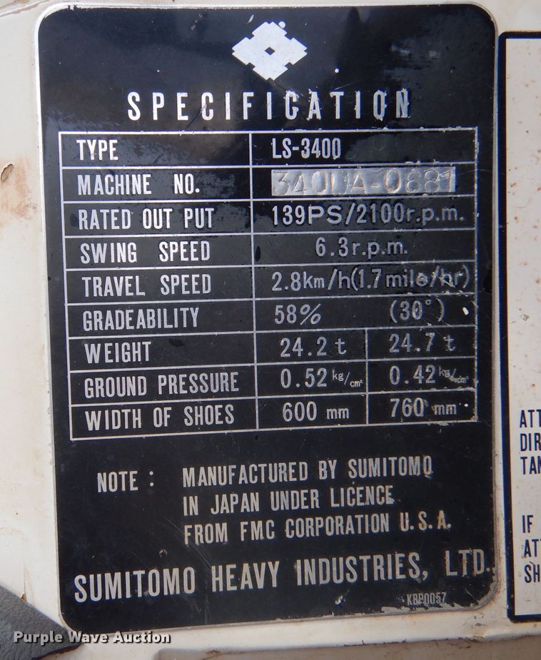 image for item DK7268 1980 Fmc Link-belt LS-3400  excavator