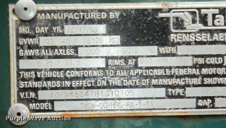 image for item DM2278 1994 Talbert T4DW-50-HRG-RA-1-T1 lowboy equipment trailer