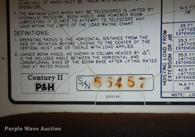 image for item DM2315 1992 P&H Century 128  crane