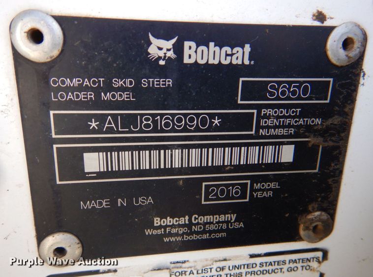 image for item DP4295 2016 Bobcat S650  skid steer loader