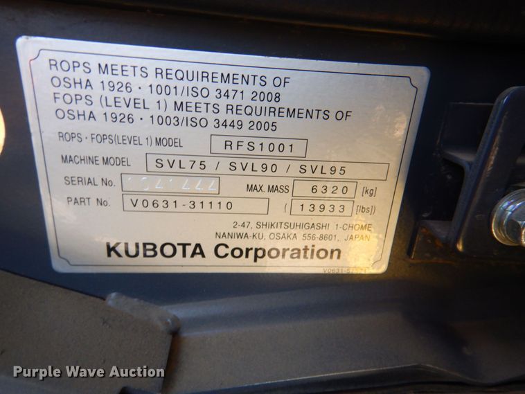 image for item DP4310 2020 Kubota SVL95-2S  tracked skid steer loader