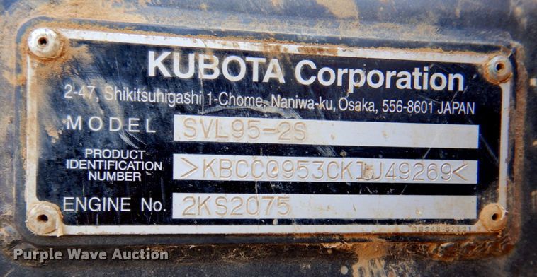 image for item DP4310 2020 Kubota SVL95-2S  tracked skid steer loader