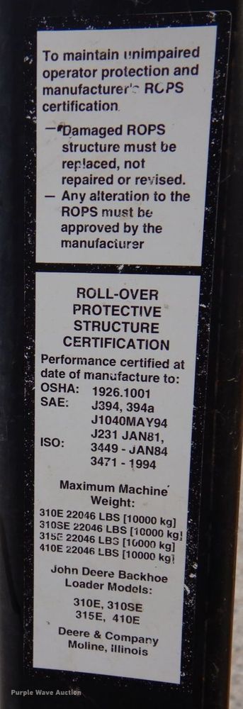 image for item DP5589 2000 John Deere 310E  backhoe