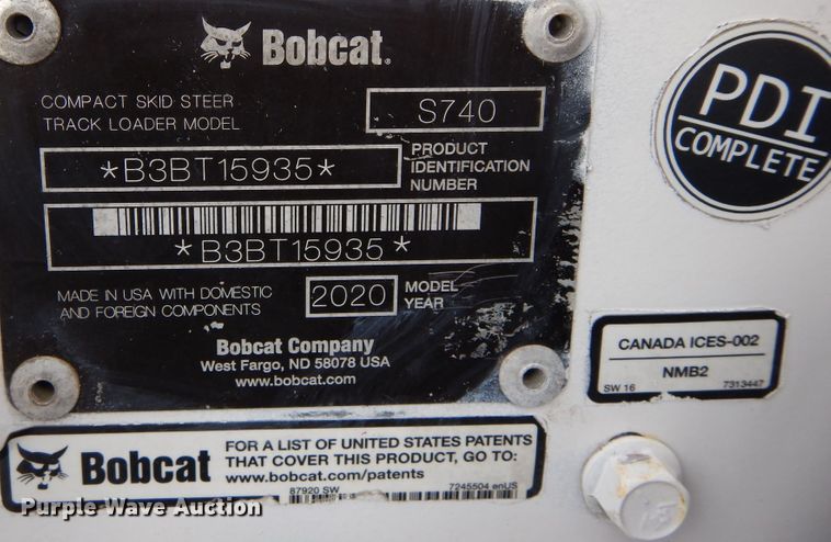 image for item DR1219 2020 Bobcat S740  skid steer loader