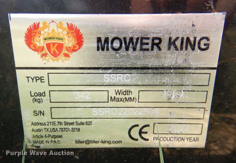 image for item DR1876 2022 Mower King  skid steer rotary mower