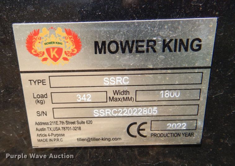 image for item DR1877 2022 Mower King  skid steer rotary mower